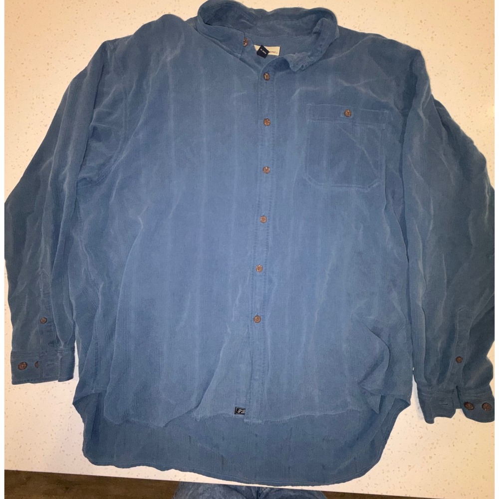 Tommy Bahama Mens XXL Blue 100% Silk Long Sleeve Button Down Shirt Textured